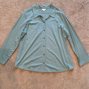 J. Jill Seafoam Green Blouse with Black Buttons